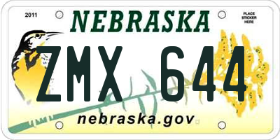 NE license plate ZMX644