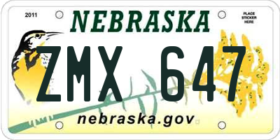 NE license plate ZMX647