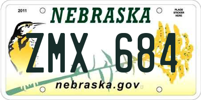 NE license plate ZMX684