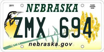 NE license plate ZMX694