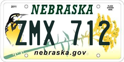 NE license plate ZMX712