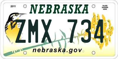 NE license plate ZMX734
