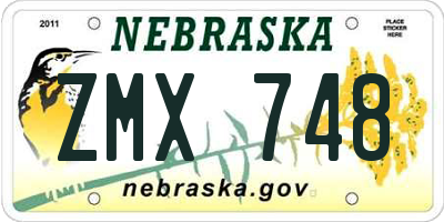 NE license plate ZMX748