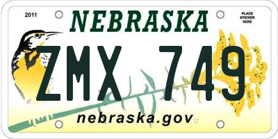 NE license plate ZMX749
