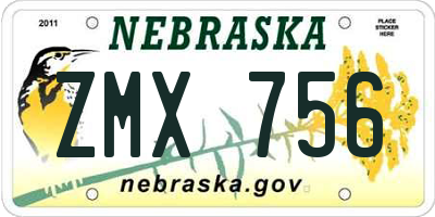 NE license plate ZMX756