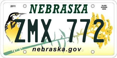 NE license plate ZMX772