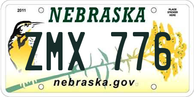 NE license plate ZMX776