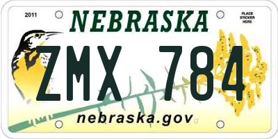 NE license plate ZMX784