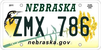 NE license plate ZMX786