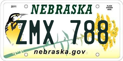 NE license plate ZMX788