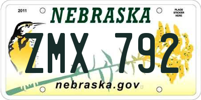 NE license plate ZMX792