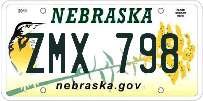 NE license plate ZMX798