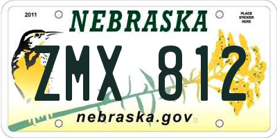 NE license plate ZMX812