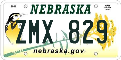 NE license plate ZMX829