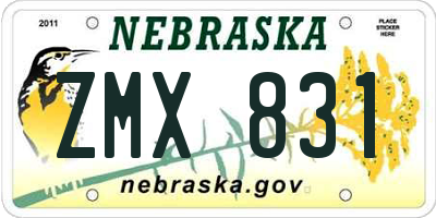 NE license plate ZMX831