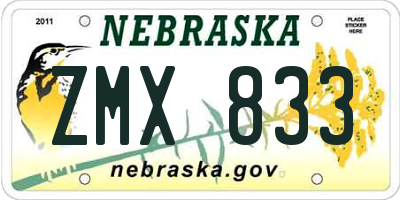 NE license plate ZMX833