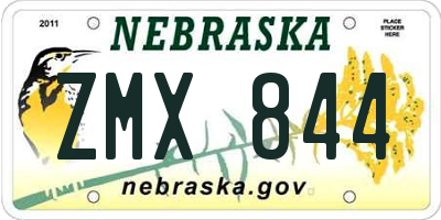 NE license plate ZMX844