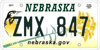 NE license plate ZMX847