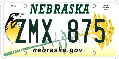 NE license plate ZMX875