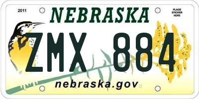 NE license plate ZMX884