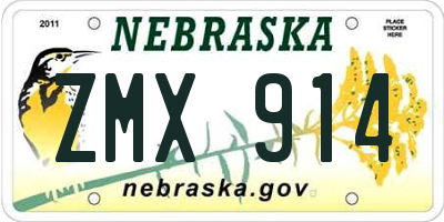 NE license plate ZMX914