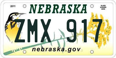 NE license plate ZMX917