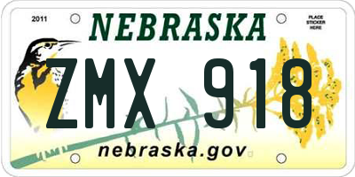 NE license plate ZMX918