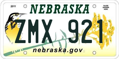 NE license plate ZMX921