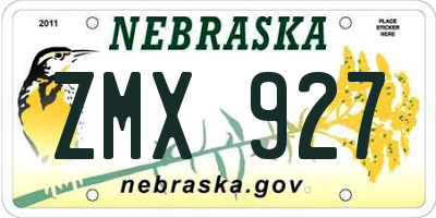 NE license plate ZMX927
