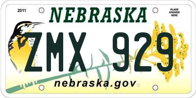 NE license plate ZMX929