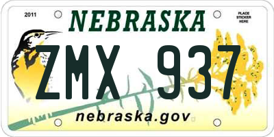 NE license plate ZMX937