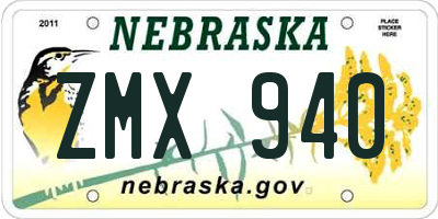 NE license plate ZMX940