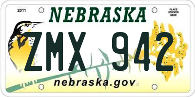 NE license plate ZMX942