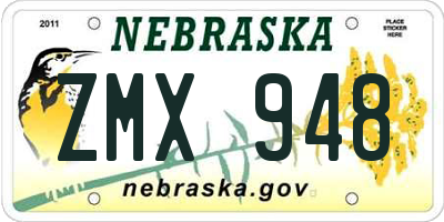 NE license plate ZMX948