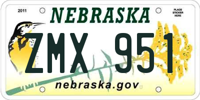 NE license plate ZMX951