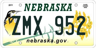 NE license plate ZMX952