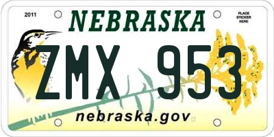 NE license plate ZMX953