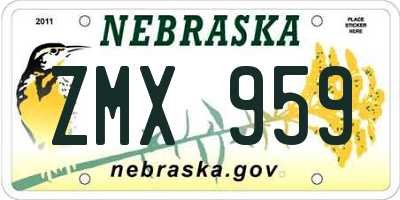 NE license plate ZMX959