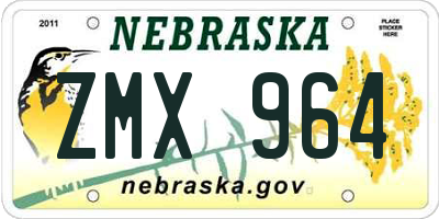 NE license plate ZMX964