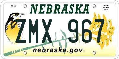 NE license plate ZMX967