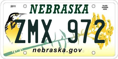 NE license plate ZMX972