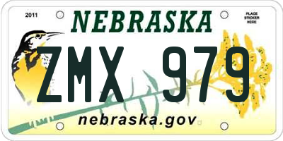 NE license plate ZMX979
