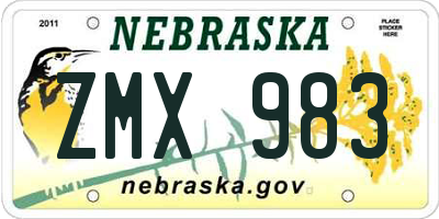 NE license plate ZMX983