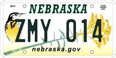 NE license plate ZMY014
