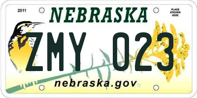 NE license plate ZMY023