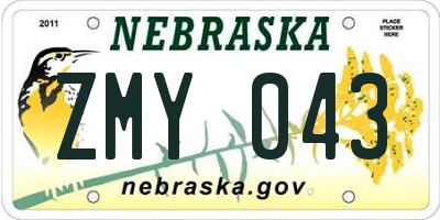 NE license plate ZMY043