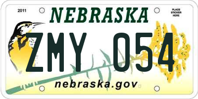 NE license plate ZMY054