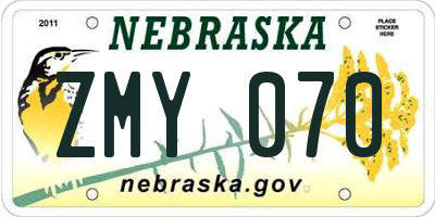 NE license plate ZMY070