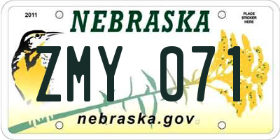 NE license plate ZMY071