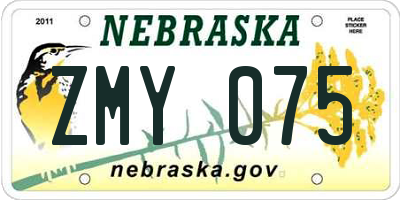 NE license plate ZMY075